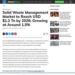 Solid Waste Management Market to Reach USD $1.2 Tn by 2026; Growing at Around 1.5%