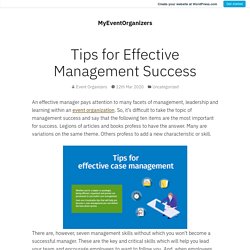 Tips for Effective Management Success – MyEventOrganizers