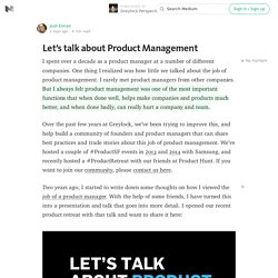 Let’s talk about Product Management — Greylock Perspectives
