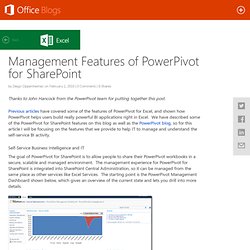 Management Features of PowerPivot for SharePoint