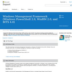 Structure de gestion Windows (Windows PowerShell 2.0, WinRM 2.0 et BITS 4.0)