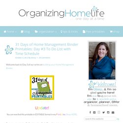 31 Days of Home Management Binder Printables: Day #3 To Do List with Time Schedule