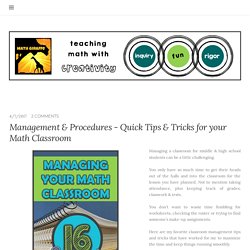 Classroom Management & Procedures - Tips for Math Classes