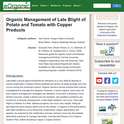 Organic Management of Late Blight of Potato and Tomato with Copper Products