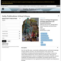 Values in Heritage Management (Getty Publications)