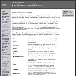 Metadata: Data Management and Publishing: Subject Guides