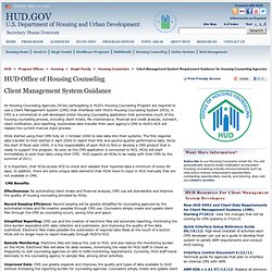 Client Management System Requirement Guidance for Housing Counse