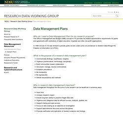 Data Management Plans - Research Data Working Group