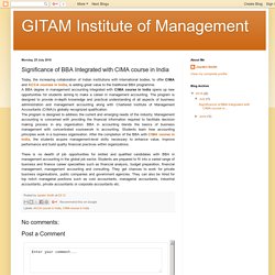 GITAM Institute of Management: Significance of BBA Integrated with CIMA course in India