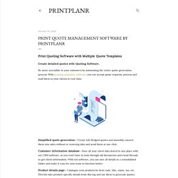 Print Quote Management Software By PrintPLANR