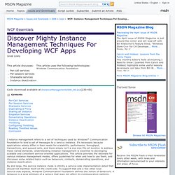 WCF: Instance Management Techniques For Developing WCF Apps