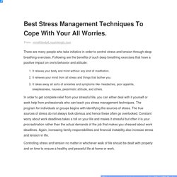 Stress Management Techniques To Stay Calm.