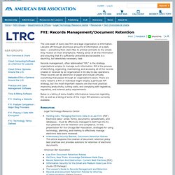 FYI: Records Management/Document Retention