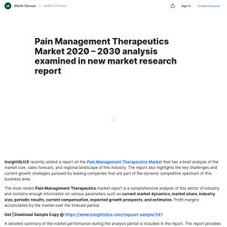 Pain Management Therapeutics Market 2020 – 2030 analysis examined in new market research report — Teletype