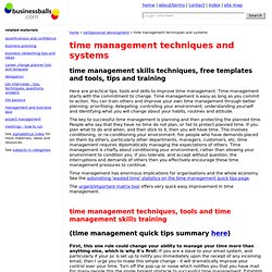time management skills training articles, techniques, tips and personal tools