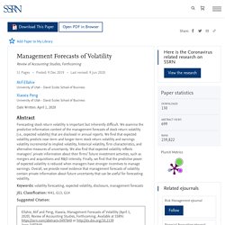 Management Forecasts of Volatility by Atif Ellahie, Xiaoxia Peng