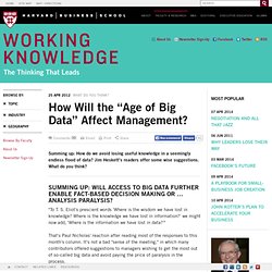 How Will the "Age of Big Data" Affect Management?