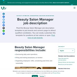 Beauty Salon Manager job description template
