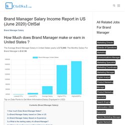 Brand Manager Salary Income Report in US (June 2020) CtrlSal