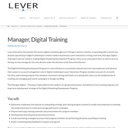 Manager, Digital - Training Career