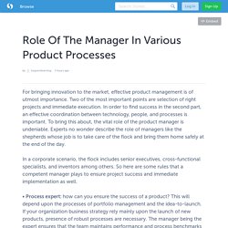 Role Of The Manager In Various Product Processes