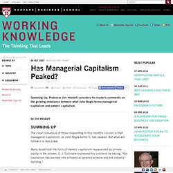 Has Managerial Capitalism Peaked?