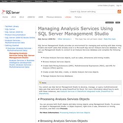 Managing Analysis Services Using SQL Server Management Studio