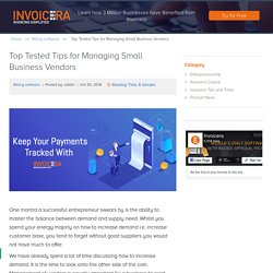 Performing tips for Managing Small Business Vendors