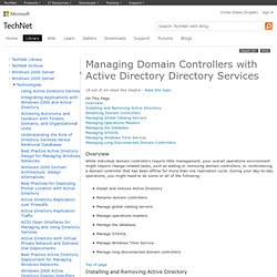 Managing Domain Controllers with Active Directory Directory Services