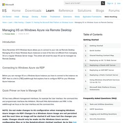 Managing IIS on Windows Azure via Remote Desktop
