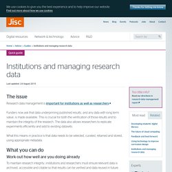 Institutions and managing research data
