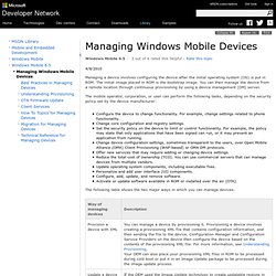 Managing Windows Mobile Devices