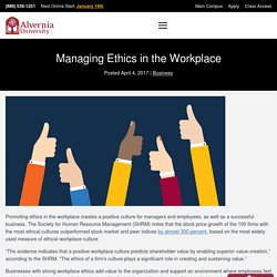 Managing Ethics in the Workplace