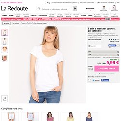 T-shirt V manches courtes uni pur coton bio La Redoute Creation