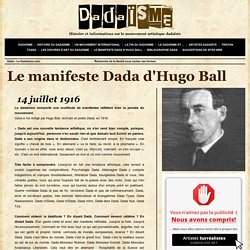 Le manifeste Dada d'Hugo Ball - Le dadaïsme