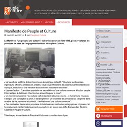 Manifeste de Peuple et Culture - Peuple & Culture