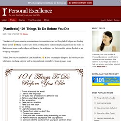 [Manifesto] 101 Things To Do Before You Die