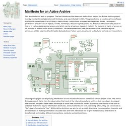 Manifesto for an Active Archive - ActiveArchives