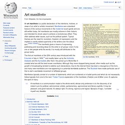 Art manifesto - Wikipedia, the free encyclopedia - Nightly