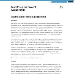 Manifesto for Project Leadership