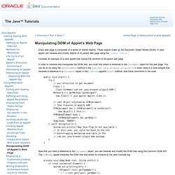 Manipulating DOM of Applet's Web Page (The Java™ Tutorials > Deployment > Java Applets)