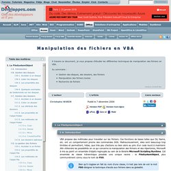 Manipulation des fichiers en VBA