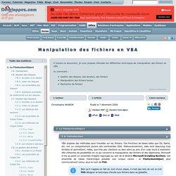 Manipulation des fichiers en VBA