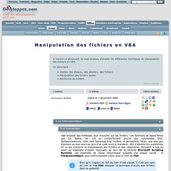 Manipulation des fichiers en VBA