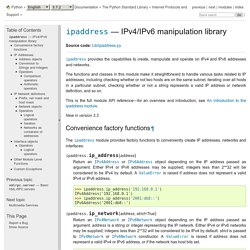 ipaddress — IPv4/IPv6 manipulation library — Python 3.7.2 documentation