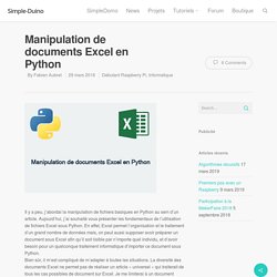 Manipulation de documents Excel en Python - Simple-Duino