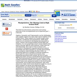 Manipulatives: The Missing Link in High School Math