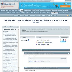 Manipuler les chaînes de caractères en VB6 et VBA Excel