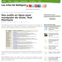 Des outils en ligne pour manipuler du texte, Text Mechanic