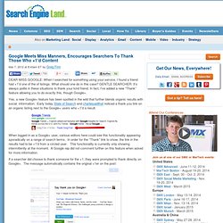 Google Meets Miss Manners, Encourages Searchers To Thank Those Who +1'd Content